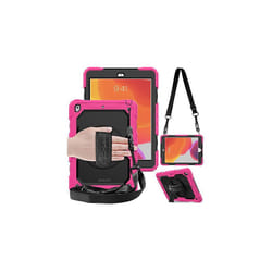 TECHGEAR UTILITY Case for Apple iPad 10.2" 2021 - 2019 [9th/8th/7th Generation] Tough HEAVY DUTY Case with Rotating Stand, Hand and Shoulder St - PINK