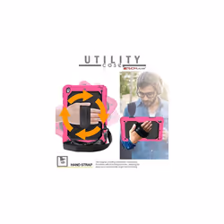 TECHGEAR UTILITY Case for Apple iPad 10.2" 2021 - 2019 [9th/8th/7th Generation] Tough HEAVY DUTY Case with Rotating Stand, Hand and Shoulder St - PINK