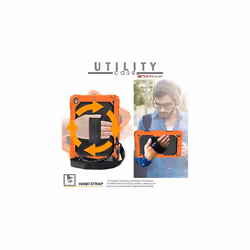 TECHGEAR UTILITY Case for Apple iPad 10.2" 2021 - 2019 [9th/8th/7th Generation] Tough HEAVY DUTY Case with Rotating Stand, Hand and Shoulder - ORANGE