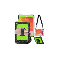 TECHGEAR UTILITY Case for Apple iPad 10.2" 2021 - 2019 [9th/8th/7th Generation] Tough HEAVY DUTY Case with Rotating Stand, Hand and Sh - GREEN / BLACK
