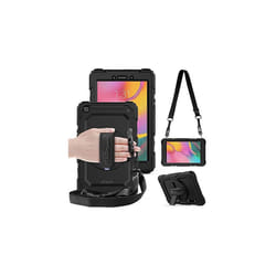 TECHGEAR UTILITY Case fits Samsung Galaxy Tab A 8.0 2019 (SM-T290 / SM-T295) HEAVY DUTY Armour Shockproof Case with Stand, Hand and Should - ALL BLACK