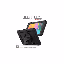 TECHGEAR UTILITY Case fits Samsung Galaxy Tab A 8.0 2019 (SM-T290 / SM-T295) HEAVY DUTY Armour Shockproof Case with Stand, Hand and Should - ALL BLACK