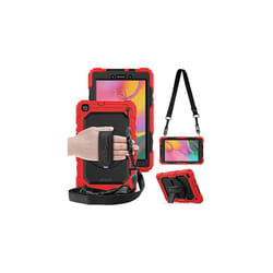 TECHGEAR UTILITY Case fits Samsung Galaxy Tab A 8.0 2019 (SM-T290 / SM-T295) HEAVY DUTY Armour Shockproof Case with Stand, Hand and Shoulder Str - RED