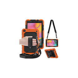 TECHGEAR UTILITY Case fits Samsung Galaxy Tab A 8.0 2019 (SM-T290 / SM-T295) HEAVY DUTY Armour Shockproof Case with Stand, Hand and Shoulder - ORANGE