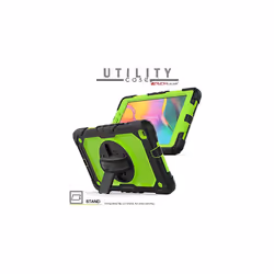 TECHGEAR UTILITY Case fits Samsung Galaxy Tab A 8.0 2019 (SM-T290 / SM-T295) HEAVY DUTY Armour Shockproof Case with Stand, Hand and Sh - GREEN / BLACK