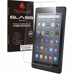 TECHGEAR Anti-Glare Screen Protector for Previous Amazon Fire 7" Tablet (2019 Release / 9th Generation) - MATTE Tempered Glas ...
