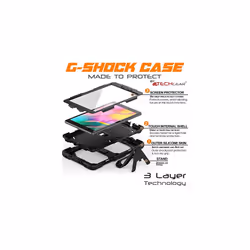 TECHGEAR G-SHOCK Case Fits Samsung Galaxy Tab A 8.0" 2019 (SM-T290 / SM-T295) HEAVY DUTY Armour Survival Case with Stand - Kids Schools Workma - BLACK