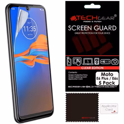 TECHGEAR 5 Pack Moto E6 Plus / E6s Screen Protectors, CLEAR LCD Film Screen Protectors Cover Guards Compatible for Motorola.. ...