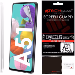 [3 Pack] TECHGEAR Screen Protectors Compatible with Samsung Galaxy A51, CLEAR LCD Screen Protectors Cover Guards
