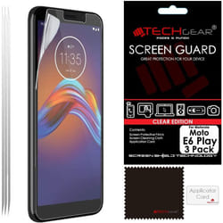 TECHGEAR [3 Pack] Moto E6 Play Screen Protectors , CLEAR LCD Film Screen Protectors Cover Guards Compatible for Motorola Moto E6 Play