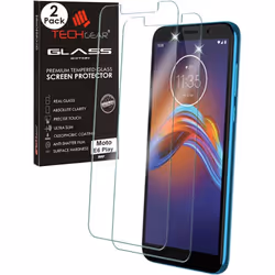 TECHGEAR [2 Pack GLASS Edition for Motorola Moto E6 Play, Genuine Tempered Glass Screen Protectors Covers [2.5D Round Edge] [ ...
