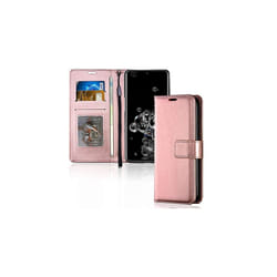 Samsung Galaxy S20 Ultra Leather Wallet Case, Flip Protective Cover with Wallet Card Holder, Stand and Wrist Strap - PU Leather with Magne - Rose Gold