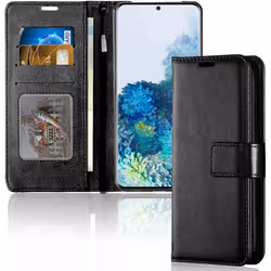 TECHGEAR Galaxy S20 Leather Wallet Case, Flip Protective Case Cover with Wallet Card Holder, Stand and Wrist Strap - Black PU ...