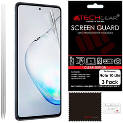 [3 Pack] TECHGEAR Screen Protectors Compatible with Samsung Galaxy Note 10 Lite, CLEAR LCD Screen Protectors Cover Guards