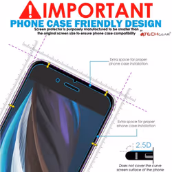 TECHGEAR [2 Pack GLASS Edition for iPhone SE 5G 2022 / iPhone SE 2020 4.7" Tempered Glass Screen Protector Cover [2.5D Round...