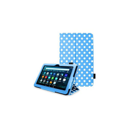 TECHGEAR Smart Case For Amazon Fire HD 8" / HD 8" Plus (2022 & 2020 / 10th & 12th Generation) PU Leather Folio Smart Stand Cover with - Polka Dot Blue