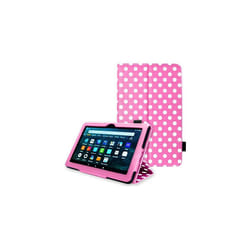 TECHGEAR Smart Case For Amazon Fire HD 8" / HD 8" Plus (2022 & 2020 / 10th & 12th Generation) PU Leather Folio Smart Stand Cover with - Pink Polka Dot