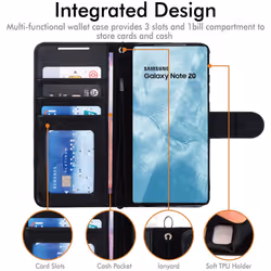 TECHGEAR Galaxy Note 20 Leather Wallet Case, Flip Protective Case Cover with Wallet Card Holder, Stand and Wrist Strap - Black...