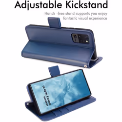 TECHGEAR Galaxy Note 20 Leather Wallet Case, Flip Protective Case Cover with Wallet Card Holder, Stand and Wrist Strap - Blue...