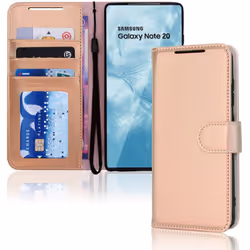 TECHGEAR Galaxy Note 20 Leather Wallet Case, Flip Protect Case Cover with Wallet Card Holder, Stand and Wrist Strap - Rose Go ...