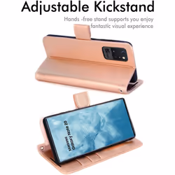 TECHGEAR Galaxy Note 20 Leather Wallet Case, Flip Protect Case Cover with Wallet Card Holder, Stand and Wrist Strap - Rose Gold...