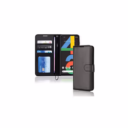 Pixel 4a Leather Wallet Case, Flip Protective Cover with Card Holder, Stand and Wrist Strap - PU Leather with Magnetic Closur ...