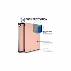 TECHGEAR iPad Air 5 / 4, 5th / 4th Generation Smart Case [Pencil Compatible] Slim Tri-fold Stand Cover with Corner Protection [Auto Wake / - Rose Gold