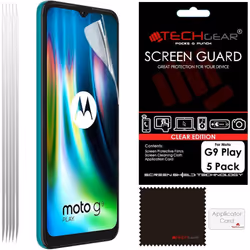TECHGEAR [5 Pack] Screen Protectors Compatible for Motorola Moto G9 Play, CLEAR LCD Screen Protectors Cover Guards