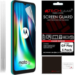 TECHGEAR [5 Pack] Screen Protectors Compatible for Motorola Moto G9 Play, CLEAR LCD Screen Protectors Cover Guards
