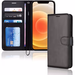 TECHGEAR iPhone 12 / iPhone 12 Pro Leather Wallet Case, Flip Protective Case Cover with Wallet Card Holder, Stand and Wrist.. ...