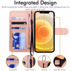 TECHGEAR iPhone 12 / iPhone 12 Pro Leather Wallet Case, Flip Protective Case Cover with Wallet Card Holder, Stand & Wrist Strap...
