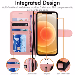 TECHGEAR iPhone 12 / iPhone 12 Pro Leather Wallet Case, Flip Protective Case Cover with Wallet Card Holder, Stand and Wrist...