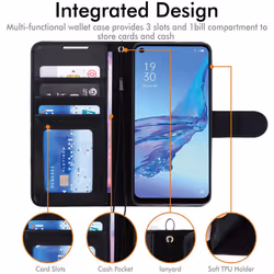 TECHGEAR Leather Wallet Case for Oppo A53 / A32, Flip Protective Case Cover with Wallet Card Holder, Stand & Wrist Strap -...