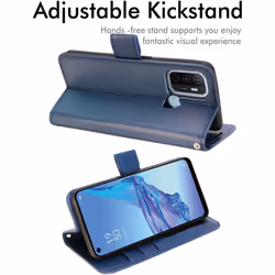 TECHGEAR Leather Wallet Case for Oppo A53 / A32, Flip Protective Case Cover with Wallet Card Holder, Stand & Wrist Strap - Blue...