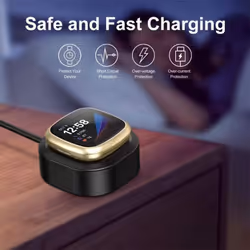 [2 Pack] TECHGEAR Replacement USB Charger Cable Dock for Fitbit Versa 3 / Versa 4 / Sense / Sense 2, USB Charging Power Cradle Dock Fitness SmartWatch