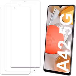 [3 Pack] TECHGEAR Screen Protectors Compatible with Samsung Galaxy A42 5G, CLEAR LCD Screen Protectors Cover Guards