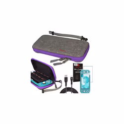 Switch Lite Accessory Bundle - Premium Slim Hard Protective Carry Travel & Storage Case Cover, 1x Tempered Glass & 2m USB Cab ...