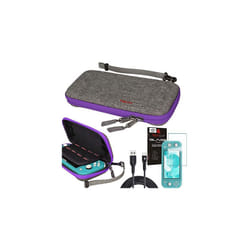 Switch Lite Accessory Bundle - Premium Slim Hard Protective Carry Travel & Storage Case Cover, 1x Tempered Glass & 2m USB Cable - Purple