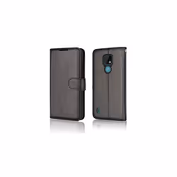 TECHGEAR Moto E7 Leather Wallet Case, Flip Protective Case Cover with Wallet Card Holder, Stand & Wrist Strap, PU Leather with Magnetic Clasp - Black