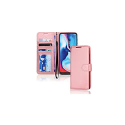 TECHGEAR Moto E7 Plus Leather Wallet Case, Flip Protective Case Cover with Wallet Card Holder, Stand & Wrist Strap, PU Leather with Magnet - Rose Gold