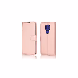 TECHGEAR Moto E7 Plus Leather Wallet Case, Flip Protective Case Cover with Wallet Card Holder, Stand & Wrist Strap, PU Leather with Magnet - Rose Gold