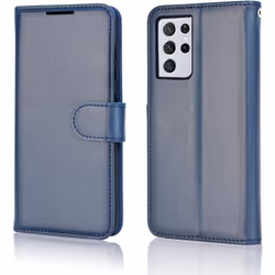 TECHGEAR Galaxy S21 Ultra Leather Wallet Case, Flip Protective Case Cover with Wallet Card Holder, Stand and Wrist Strap - Navy...