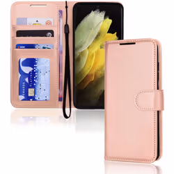 TECHGEAR Galaxy S21 Ultra Leather Wallet Case, Flip Protective Case Cover with Wallet Card Holder, Stand and Wrist Strap - Ro ...