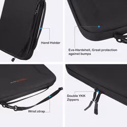 TECHGEAR Portfolio Tablet Sleeve Organiser - Zipped Hard Shell Protective Business Carry Cover Bag Holder Case Fits iPad Pro...