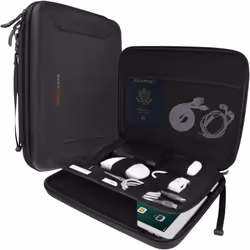 TECHGEAR Portfolio Tablet Sleeve Organiser - Zipped Hard Shell Protective Business Carry Cover Bag Holder Case Fits iPad Pro. ...