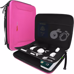TECHGEAR Portfolio Tablet Sleeve Organiser - Zipped Hard Shell Protective Business Carry Cover Bag Holder Case Fits iPad Pro. ...