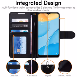 TECHGEAR Leather Wallet Case for Oppo A15 / A15s, Flip Protective Case Cover with Wallet Card Holder, Stand & Wrist Strap -...
