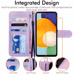 TECHGEAR Galaxy A52 / A52s 5G Leather Wallet Case, Flip Protective Case Cover with Wallet Card Holder, Stand and Wrist Strap -...