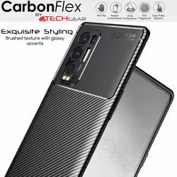 TECHGEAR Carbon Fibre Case for Oppo Find X3 Neo 5G [CarbonFlex Case] Flexible, Shockproof, Ultra Slim, Soft TPU Protective...