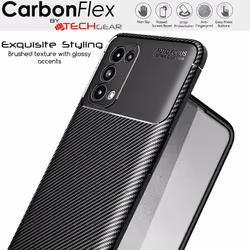 TECHGEAR Carbon Fibre Case for Oppo Find X3 Lite 5G [CarbonFlex Case] Flexible, Shockproof, Ultra Slim, Soft TPU Protective Shell Cover with Carbon